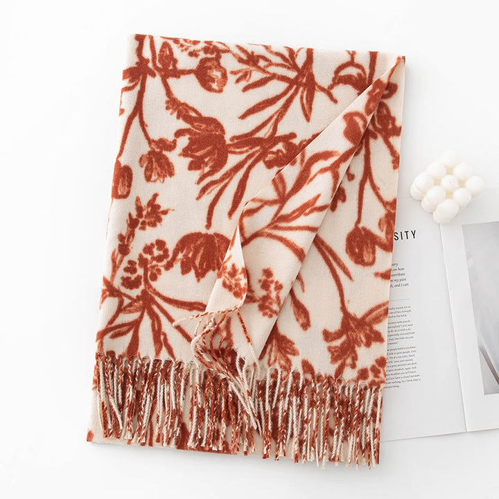Écharpe châle chaude d'hiver pour femme, imprimée de fleurs - Style n° 1 - image 2