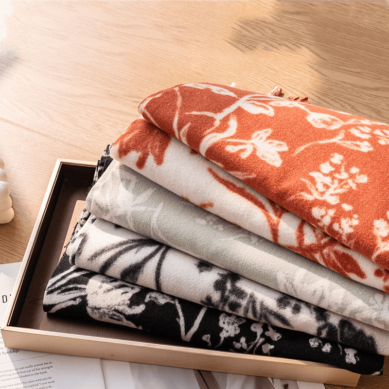 Écharpe châle chaude d'hiver pour femme, imprimée de fleurs - image 1