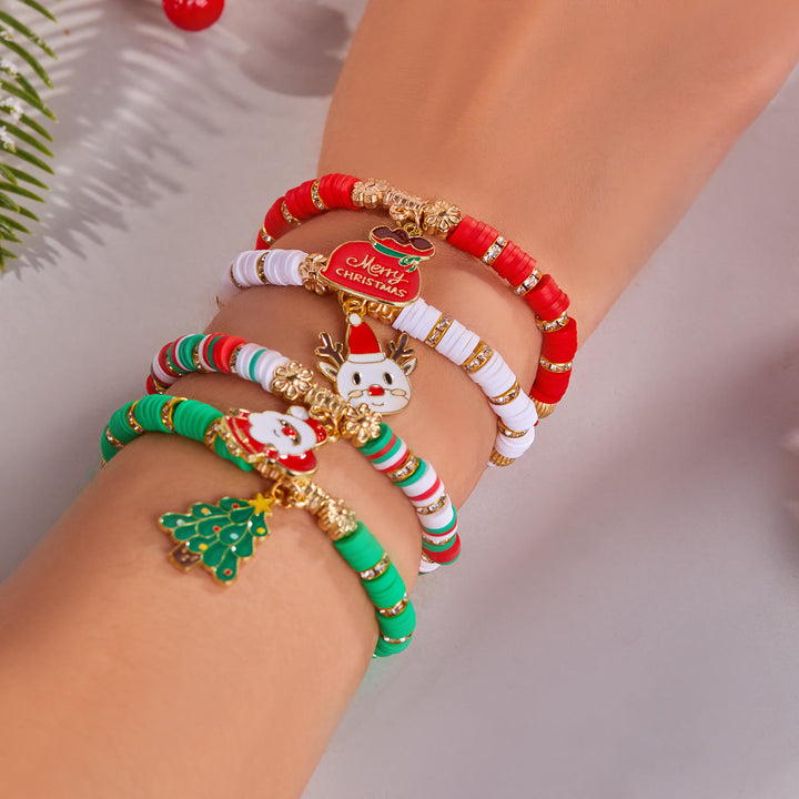 Bracelet en céramique souple tissée, couleurs de Noël (lot de 4) - image 2