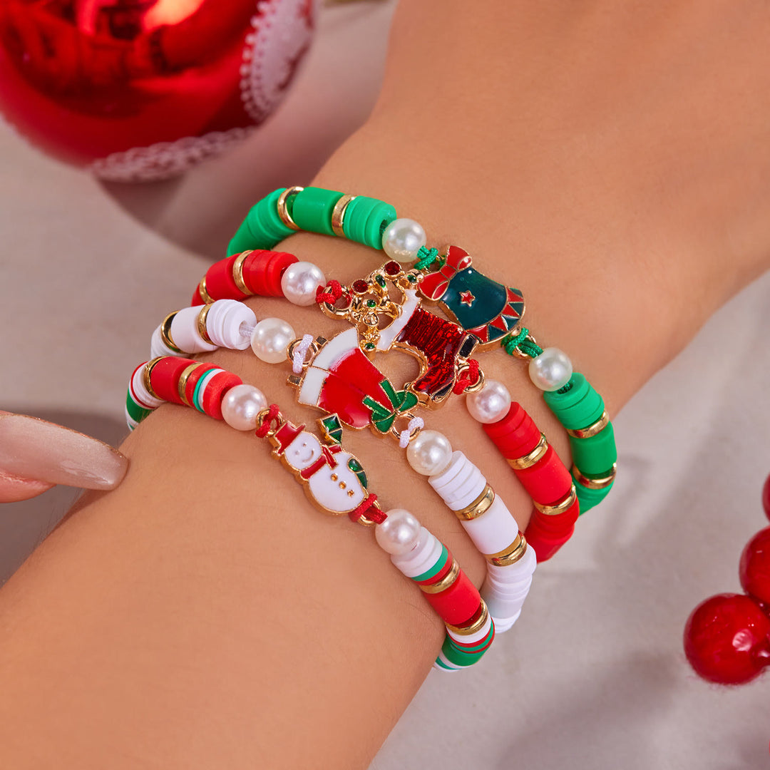 Bracelet en céramique souple tissée, couleurs de Noël (lot de 4) - image 10