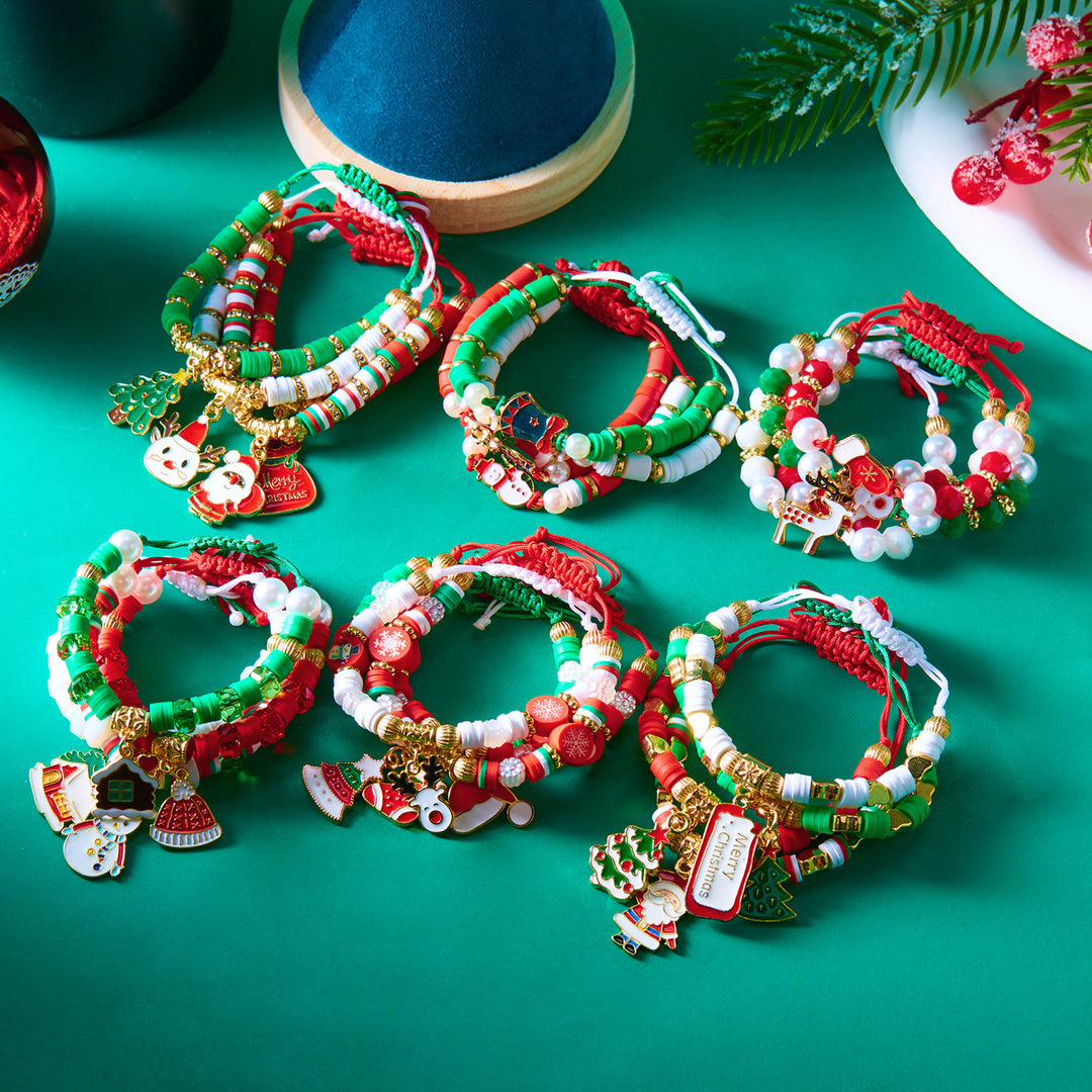 Bracelet en céramique souple tissée, couleurs de Noël (lot de 4) - image 0