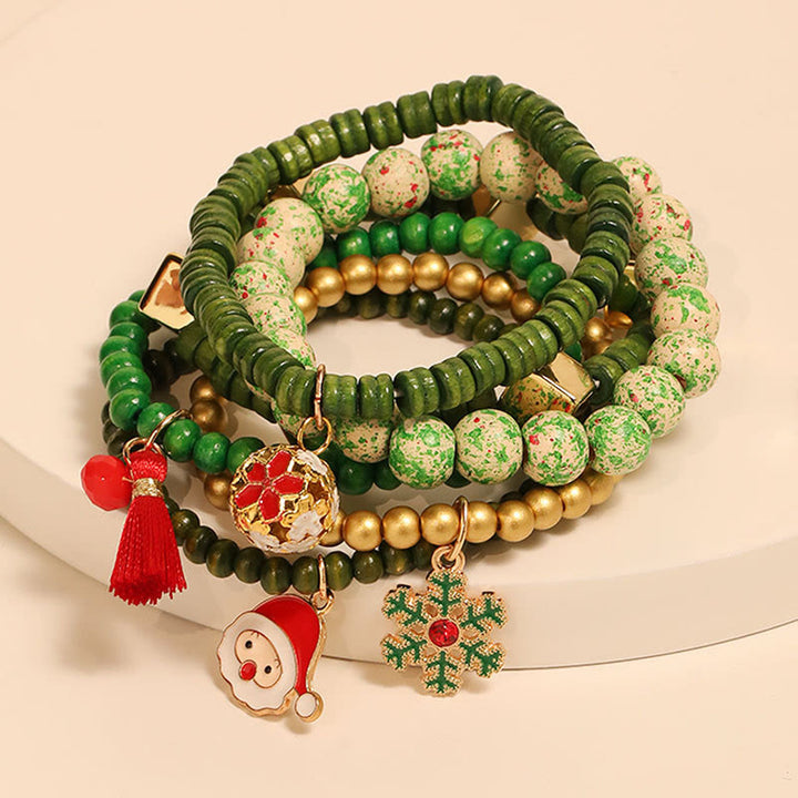 Ensemble de 6 bracelets pendentifs de Noël en perles vertes - Bracelet de Noël - image 1