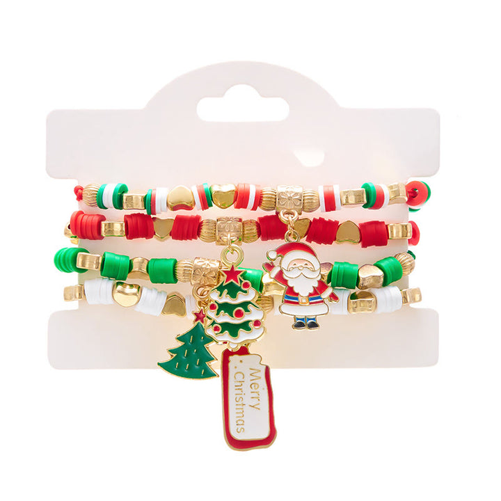Bracelet en céramique souple tissée, couleurs de Noël (lot de 4) - Style n° 2 - image 3