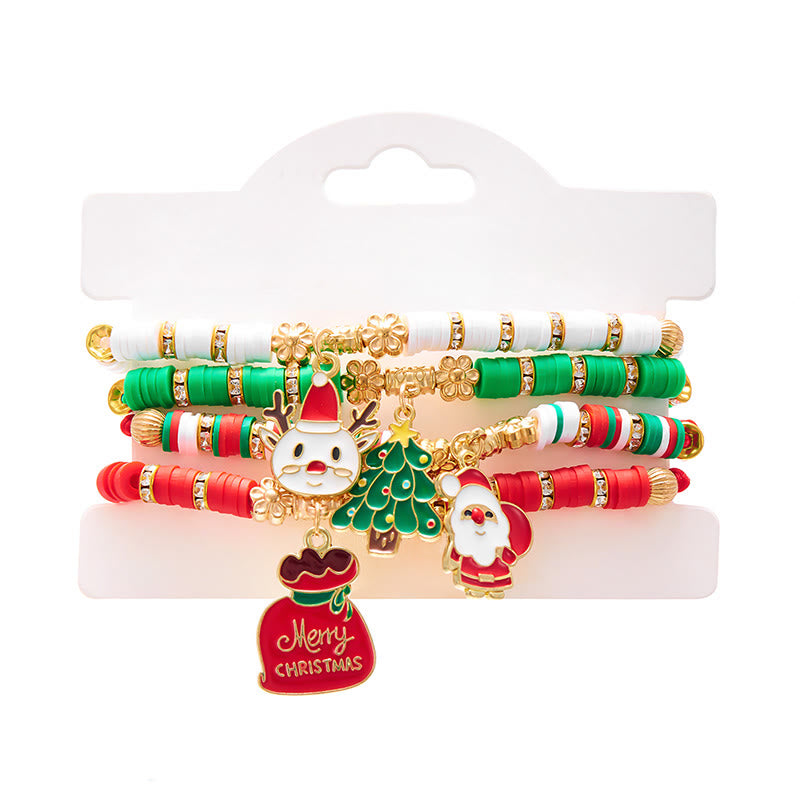 Bracelet en céramique souple tissée, couleurs de Noël (lot de 4) - Style n° 1 - image 1