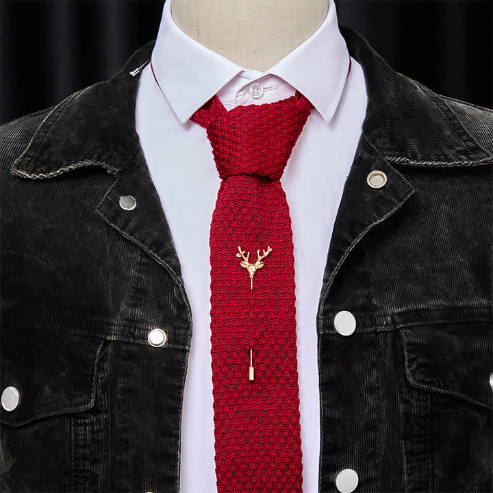 Cravate tricotée pour homme avec broche cerf - image 15