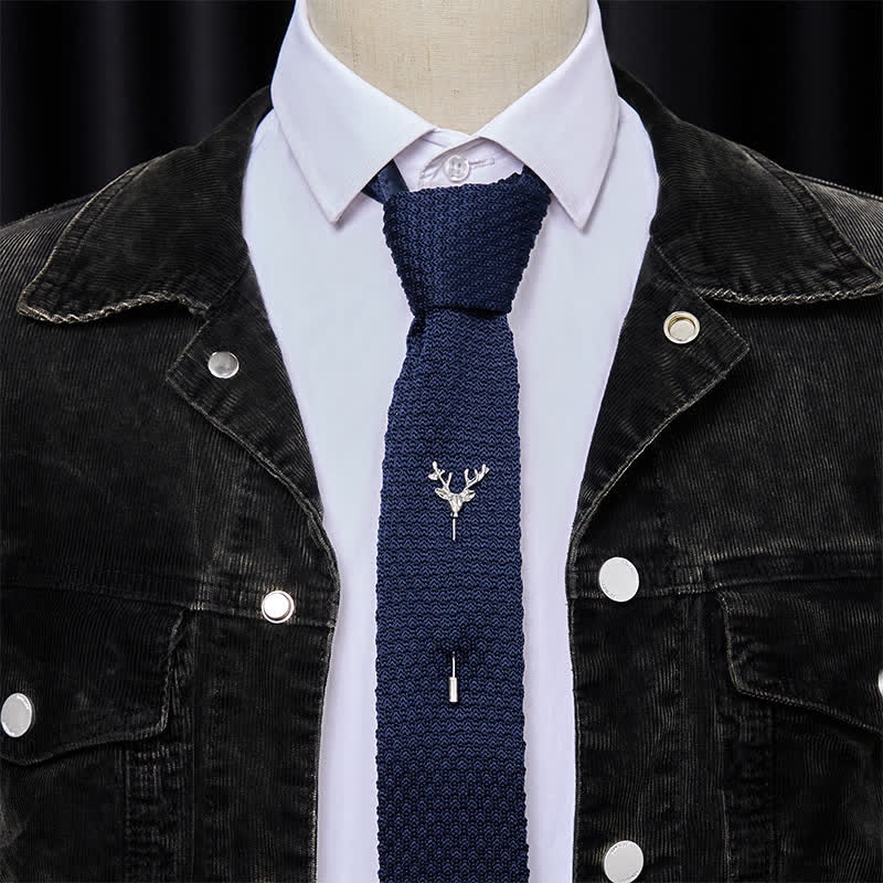 Cravate tricotée pour homme avec broche cerf - image 12