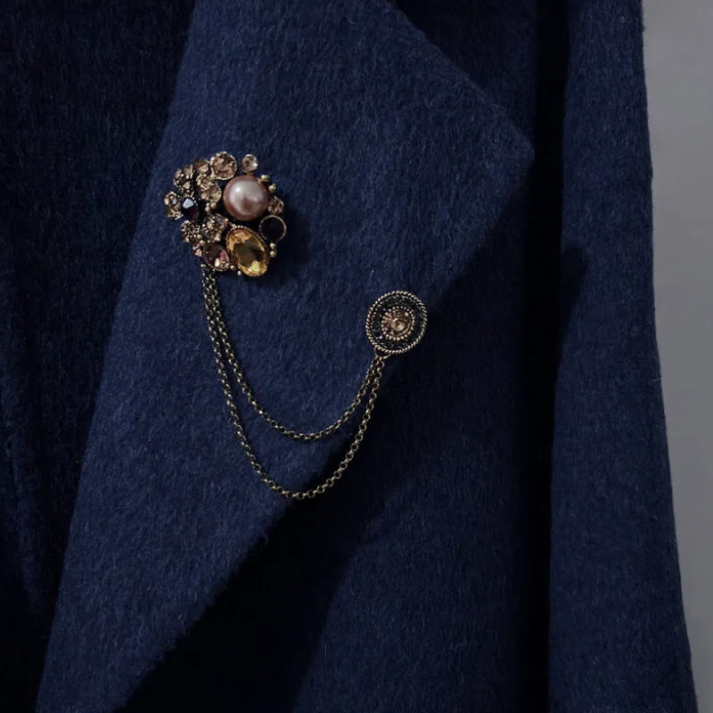 Broche vintage à chaîne florale en perles multi-pierres - image 1