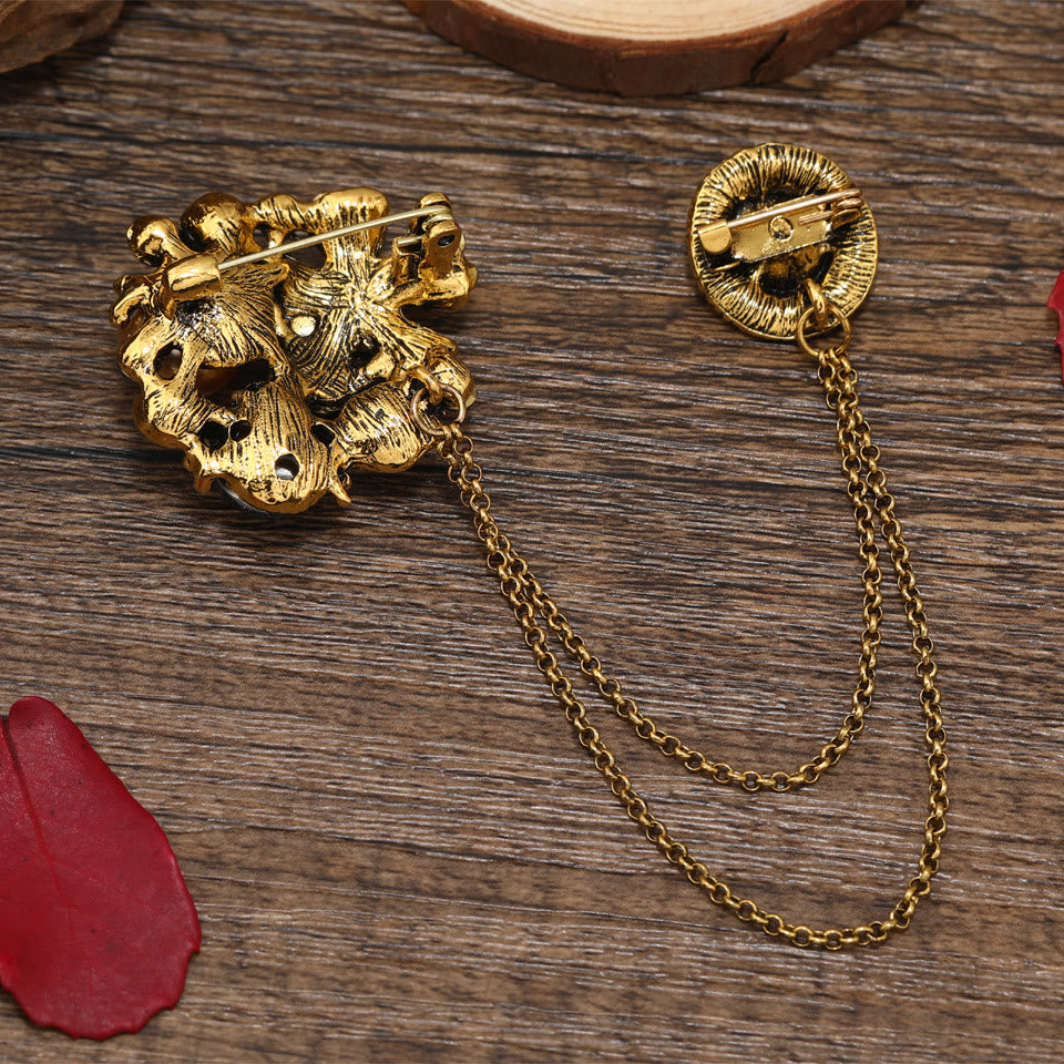 Broche vintage à chaîne florale en perles multi-pierres - image 5