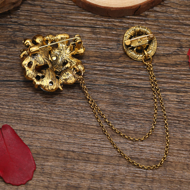 Broche vintage à chaîne florale en perles multi-pierres - image 5