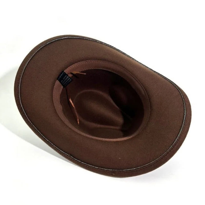 Chapeau de cowboy pour homme, style western, à bord arrondi et ceinture en métal - image 4