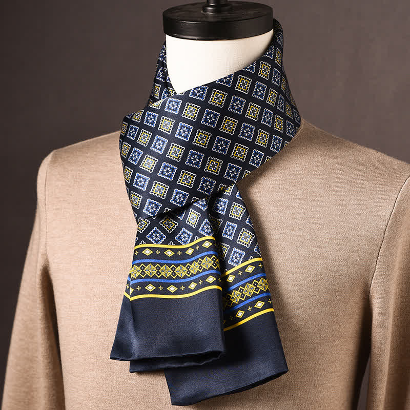 Écharpe longue en pure soie de style ethnique rétro pour homme - Style n° 21 - image 20