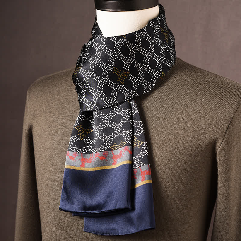 Écharpe longue en pure soie de style ethnique rétro pour homme - Style n° 8 - image 7