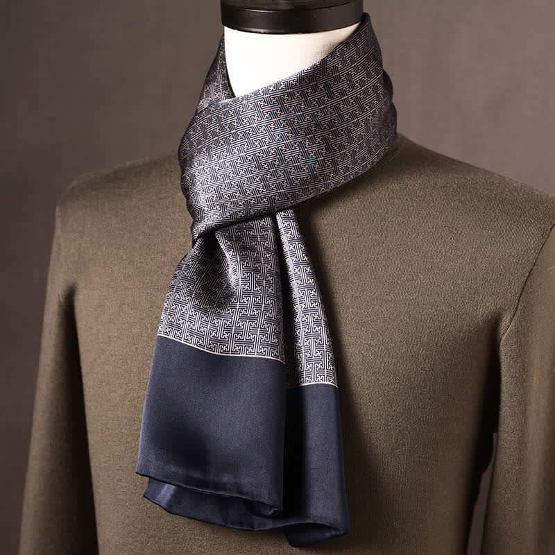 Écharpe longue en pure soie de style ethnique rétro pour homme - Style n° 6 - image 5