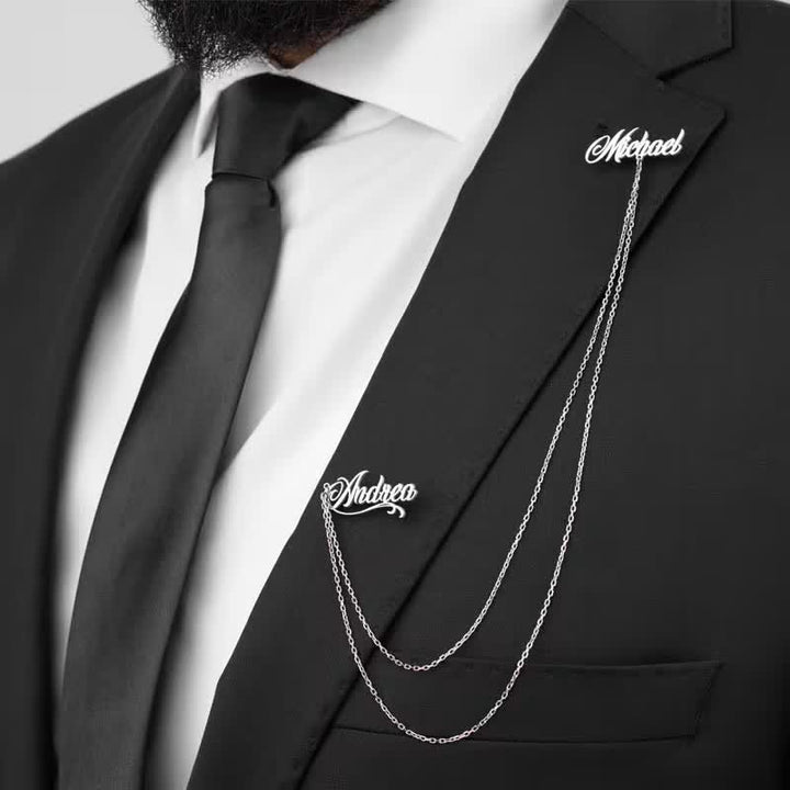 Broche élégante et chic personnalisée avec chaîne - Argent - image 0