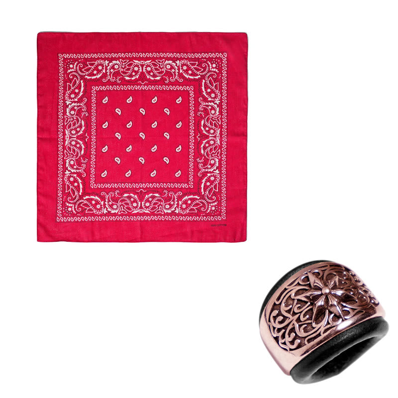 Pochette de costume imprimée hexagramme à bouton rond et noix de cajou - Boucle noire - Rouge - image 20