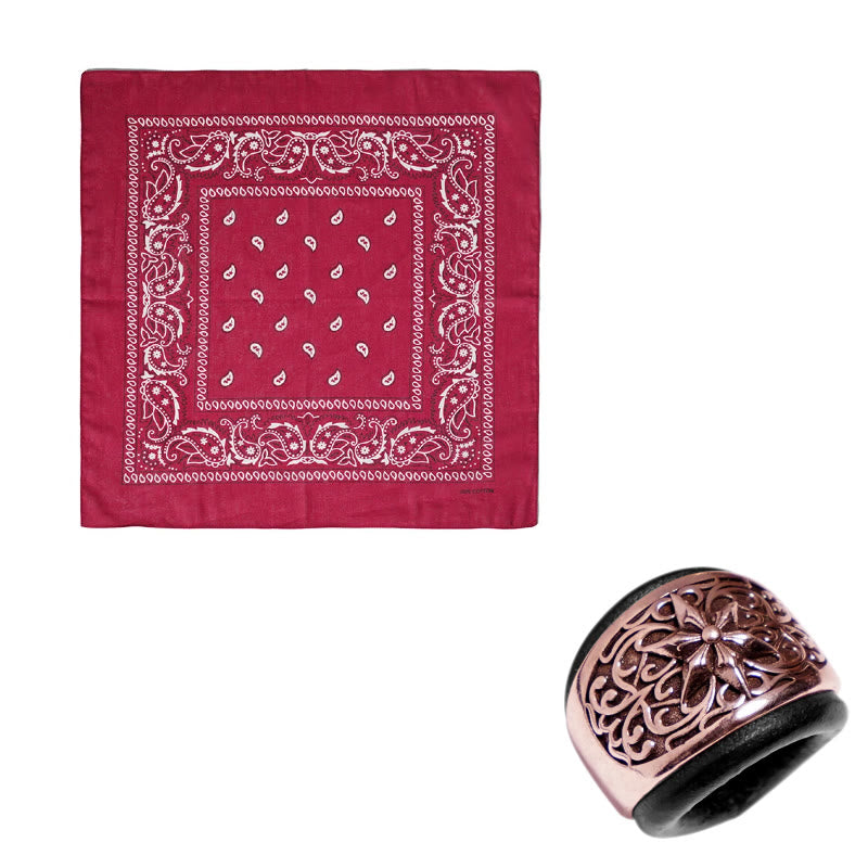 Pochette de costume imprimée hexagramme à bouton rond et noix de cajou - Boucle noire - Vin - image 21