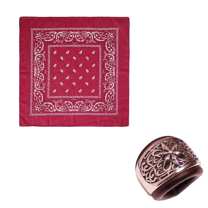 Pochette de costume imprimée hexagramme à bouton rond et noix de cajou - Boucle marron - Vin - image 12