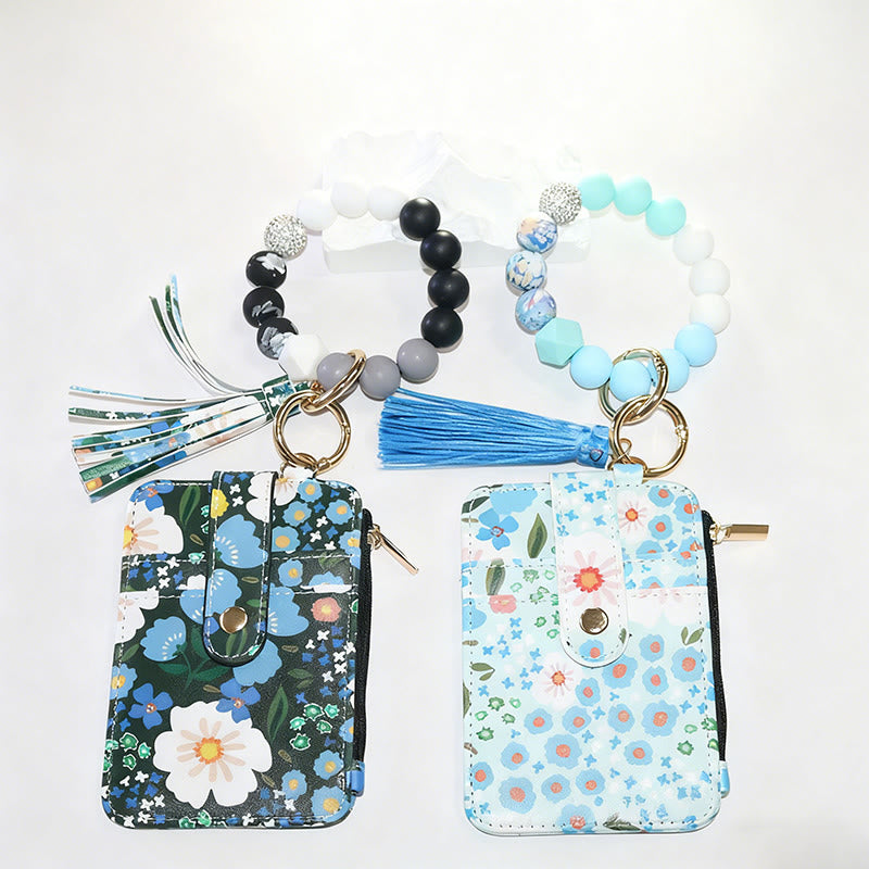 Bracelet-portefeuille à imprimé floral coloré et naturel - image 0