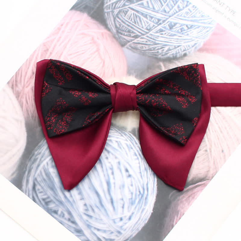 Nœud papillon pointu surdimensionné à double épaisseur et motif rétro - Style n° 4 - image 5