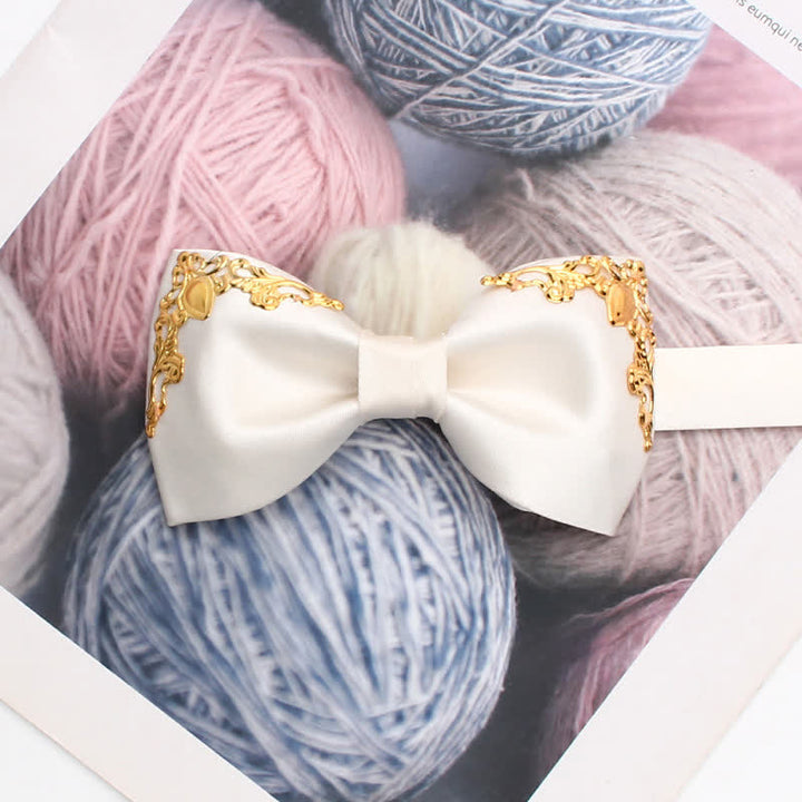 Nœud papillon de mariage élégant avec accent doré - Blanc - image 5