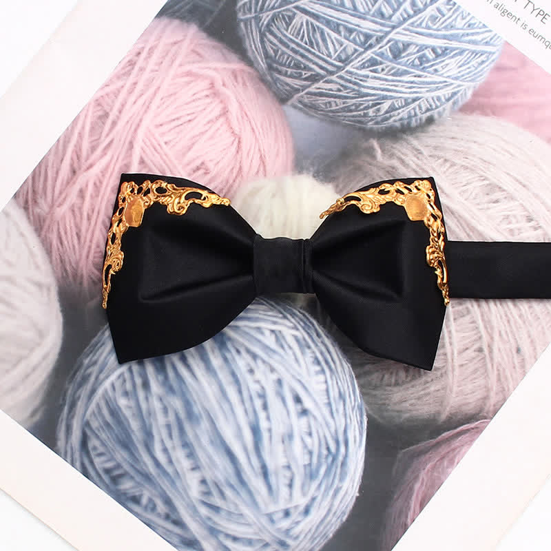 Nœud papillon de mariage élégant avec accent doré - Noir - image 13