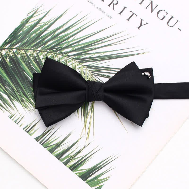 Nœud papillon noir double épaisseur avec accents métalliques élégants - Style n° 6 - image 9