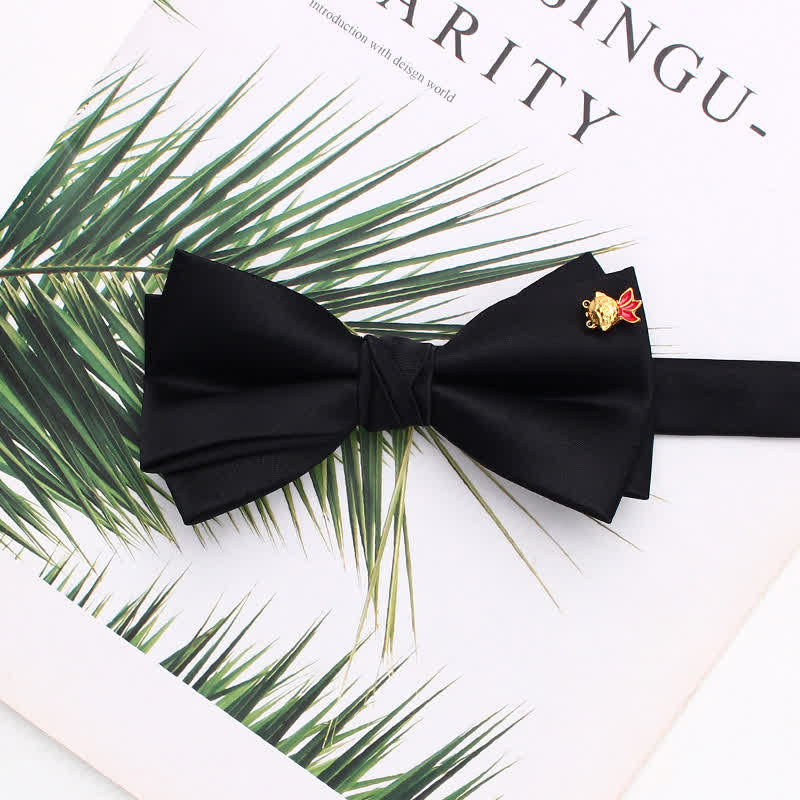 Nœud papillon noir double épaisseur avec accents métalliques élégants - Style n° 11 - image 14