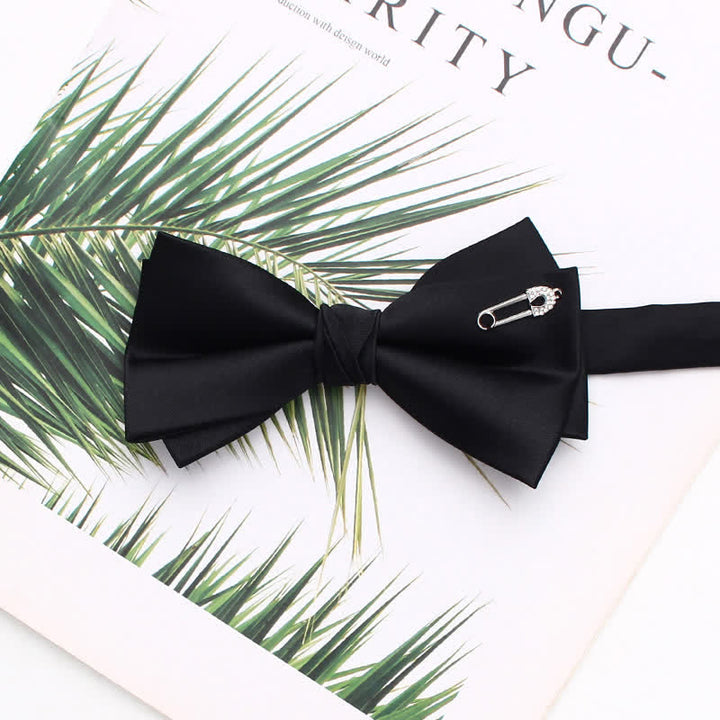 Nœud papillon noir double épaisseur avec accents métalliques élégants - Style n° 14 - image 17