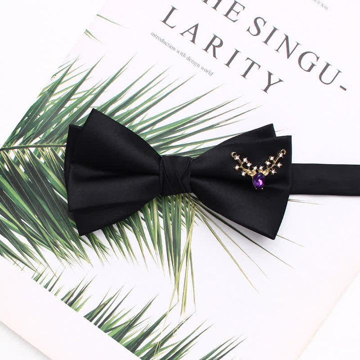 Nœud papillon noir double épaisseur avec accents métalliques élégants - Style n° 12 - image 15