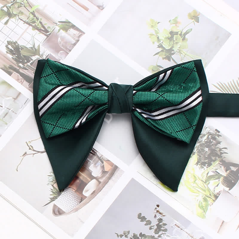 Nœud papillon pointu surdimensionné à carreaux rayés double épaisseur, style formel - Style n° 18 - image 23