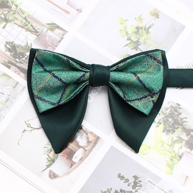 Nœud papillon pointu surdimensionné à carreaux rayés double épaisseur, style formel - Style n° 6 - image 11