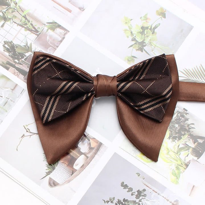 Nœud papillon pointu surdimensionné à carreaux rayés double épaisseur, style formel - Style n° 19 - image 24