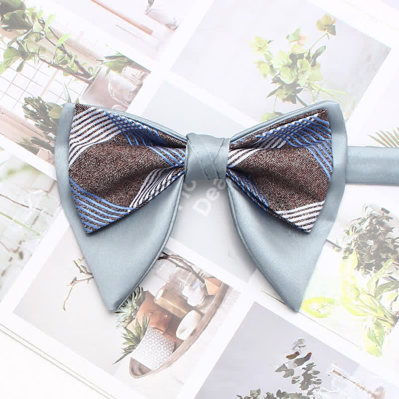 Nœud papillon pointu surdimensionné à carreaux rayés double épaisseur, style formel - Style n° 2 - image 7