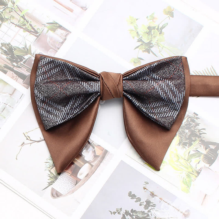 Nœud papillon pointu surdimensionné à carreaux rayés double épaisseur, style formel - Style n° 13 - image 18