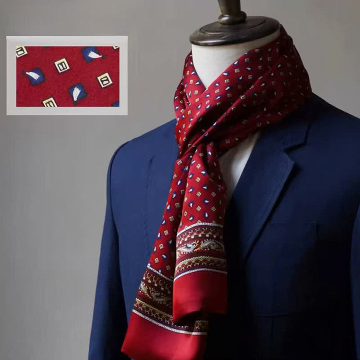 Écharpe longue en pure soie à motif formel double face pour homme - Style n° 2 - image 1