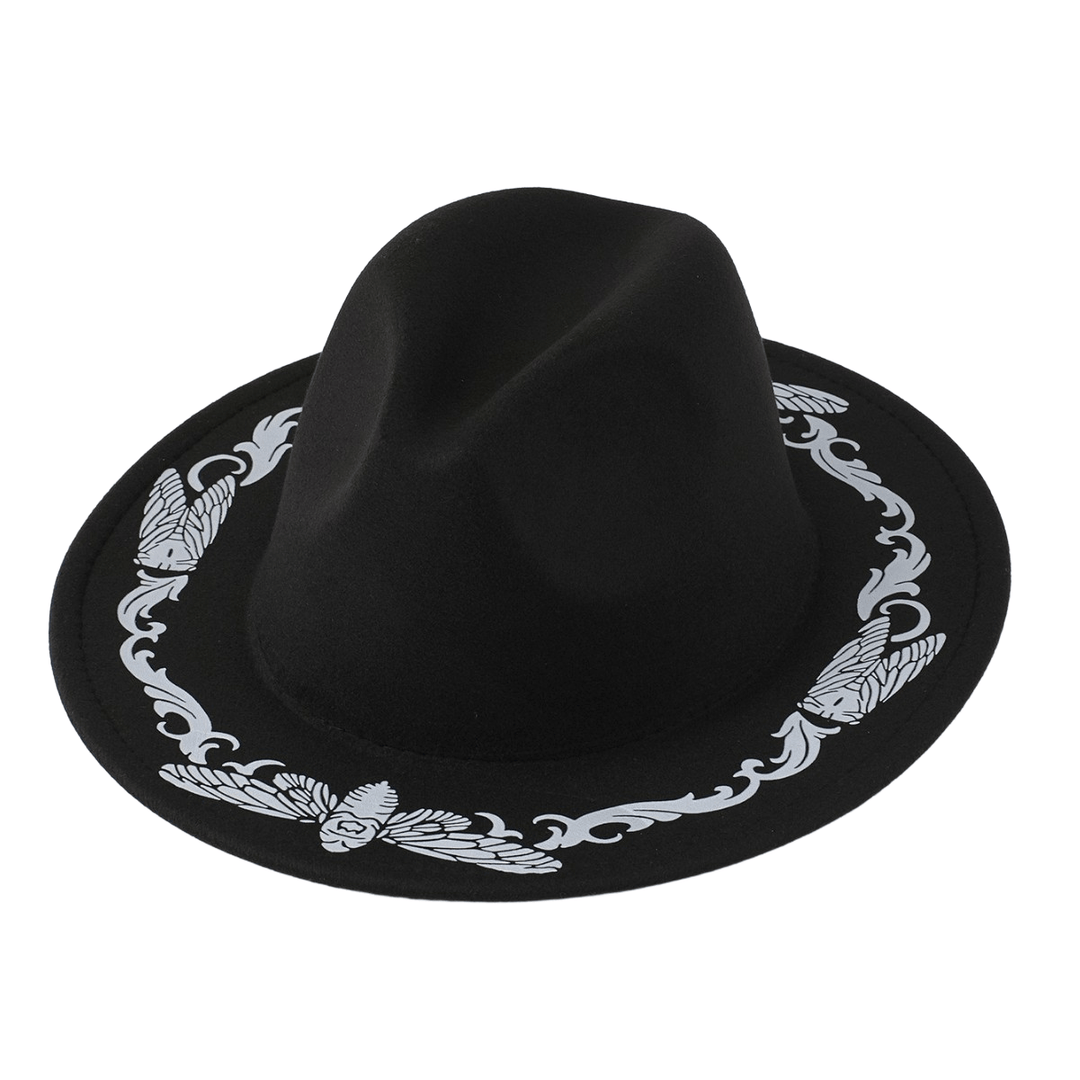 Chapeau de cowboy noir exquis pour homme, motif papillon et cigale - Noir - M (22"-22 7/8") - image 0