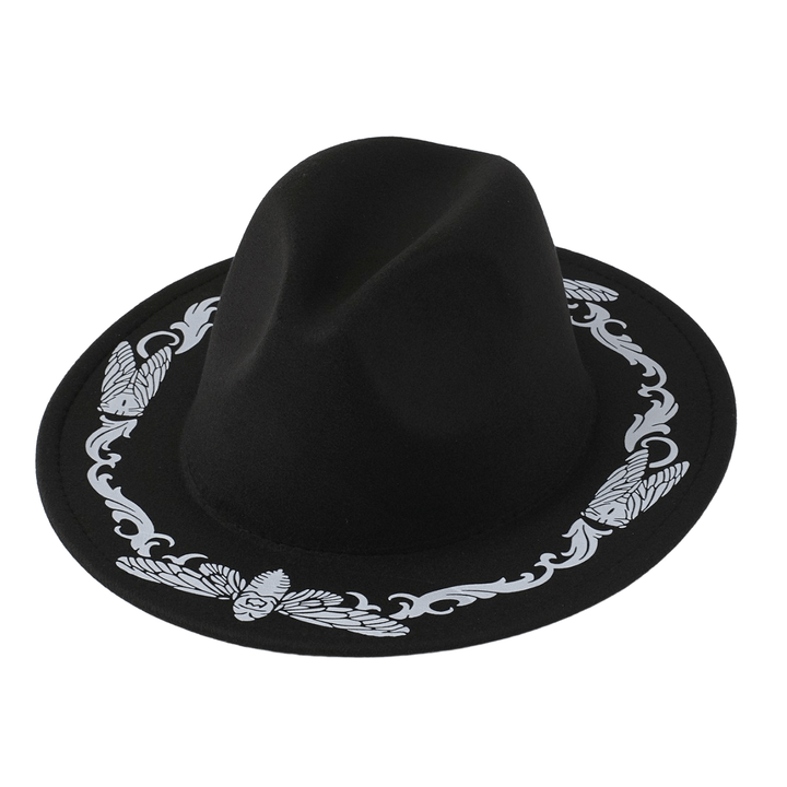 Chapeau de cowboy noir exquis pour homme, motif papillon et cigale - Noir - M (22"-22 7/8") - image 0