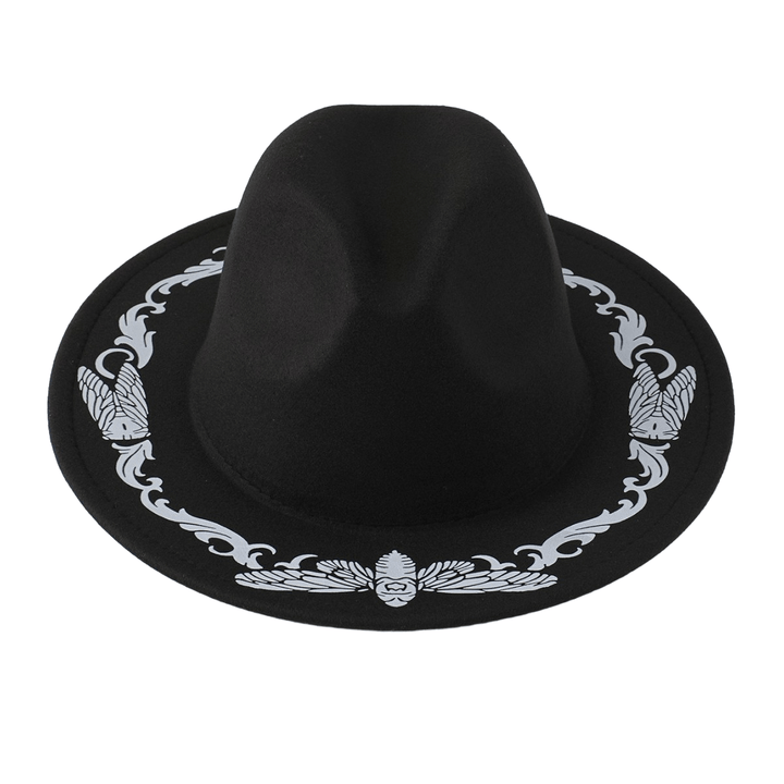 Chapeau de cowboy noir exquis pour homme, motif papillon et cigale - image 1