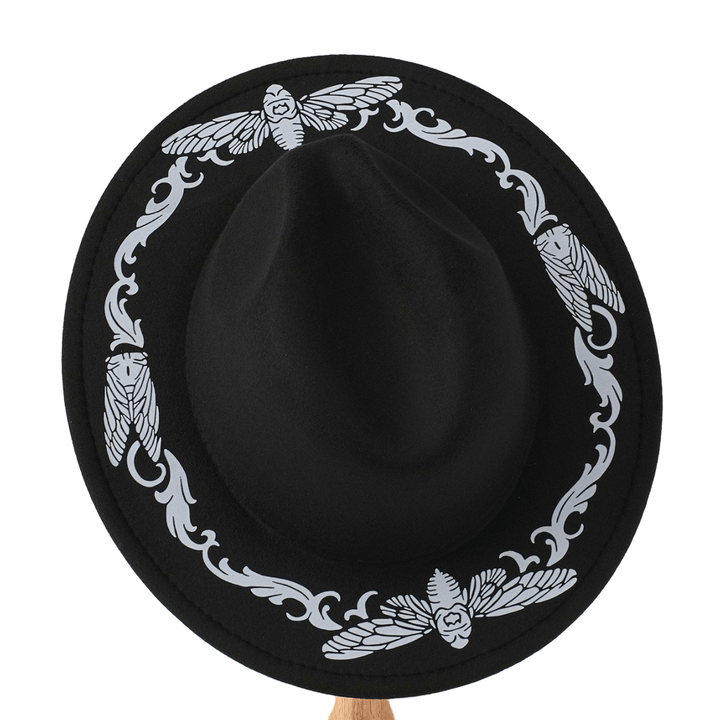 Chapeau de cowboy noir exquis pour homme, motif papillon et cigale - image 2