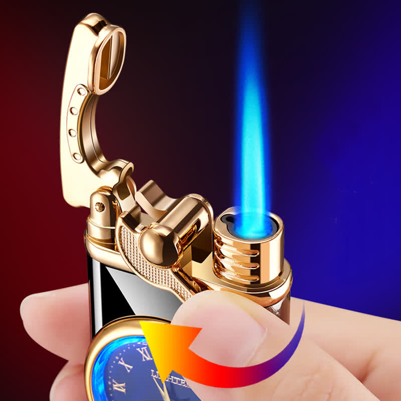 Briquet gonflable à butane avec cadran créatif et mécanisme à bascule et horloge - image 2