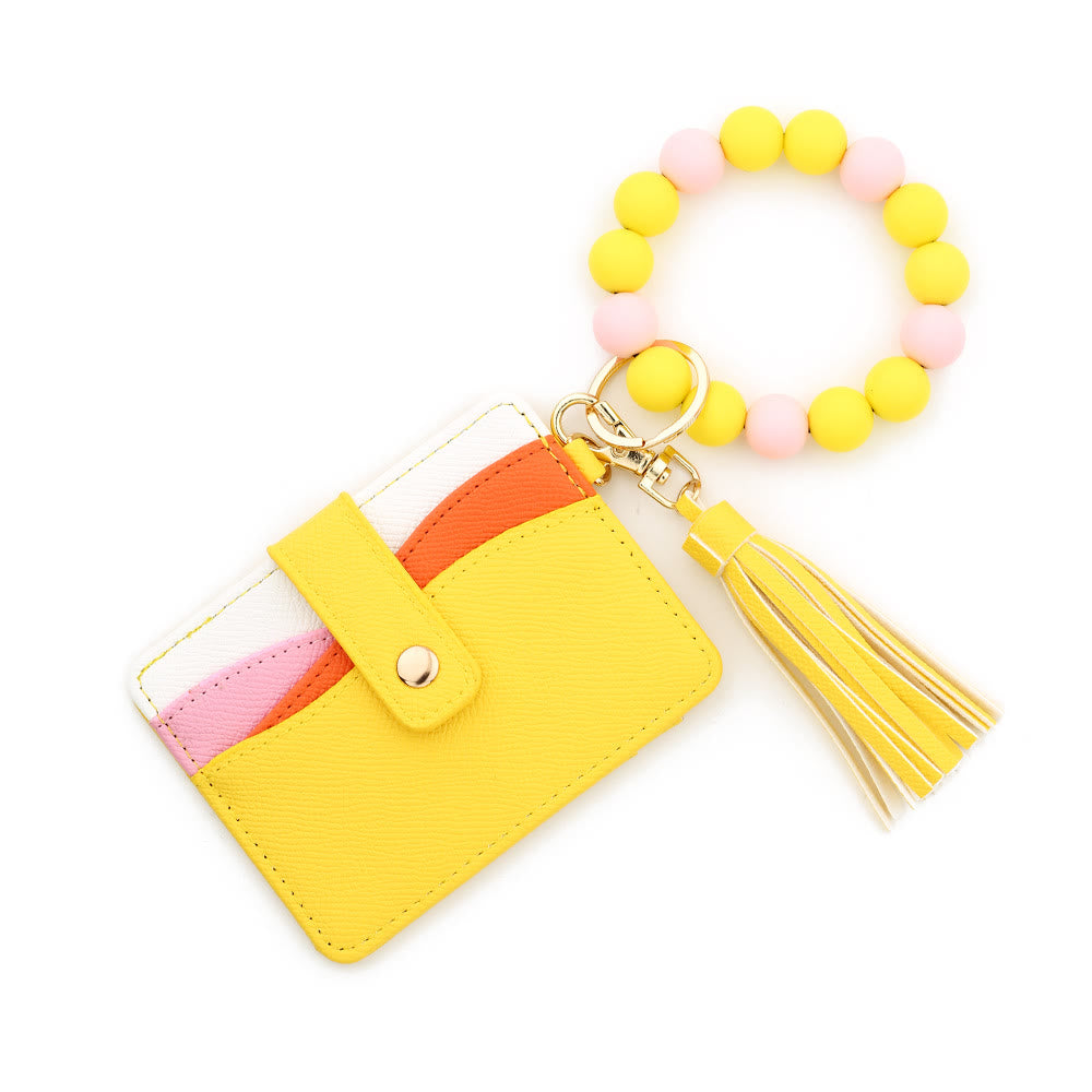 Bracelet tendance multicolore à emboîter avec pendentif à pompon et portefeuille - Style n° 2 - image 1