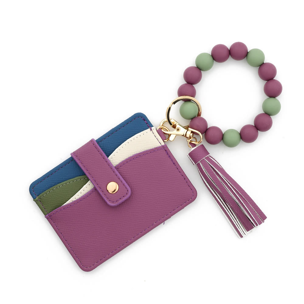 Bracelet tendance multicolore à emboîter avec pendentif à pompon et portefeuille - Style n° 5 - image 4
