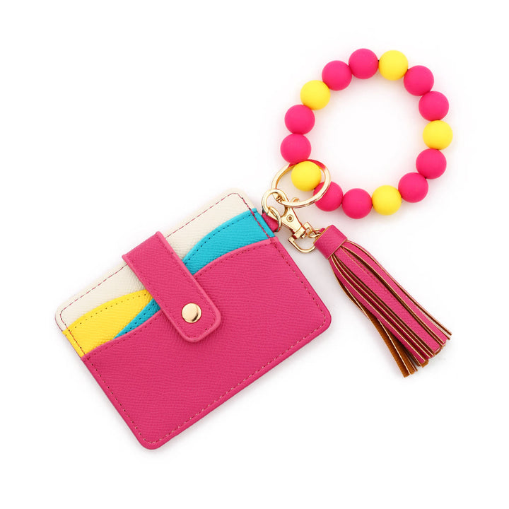 Bracelet tendance multicolore à emboîter avec pendentif à pompon et portefeuille - Style n° 4 - image 3