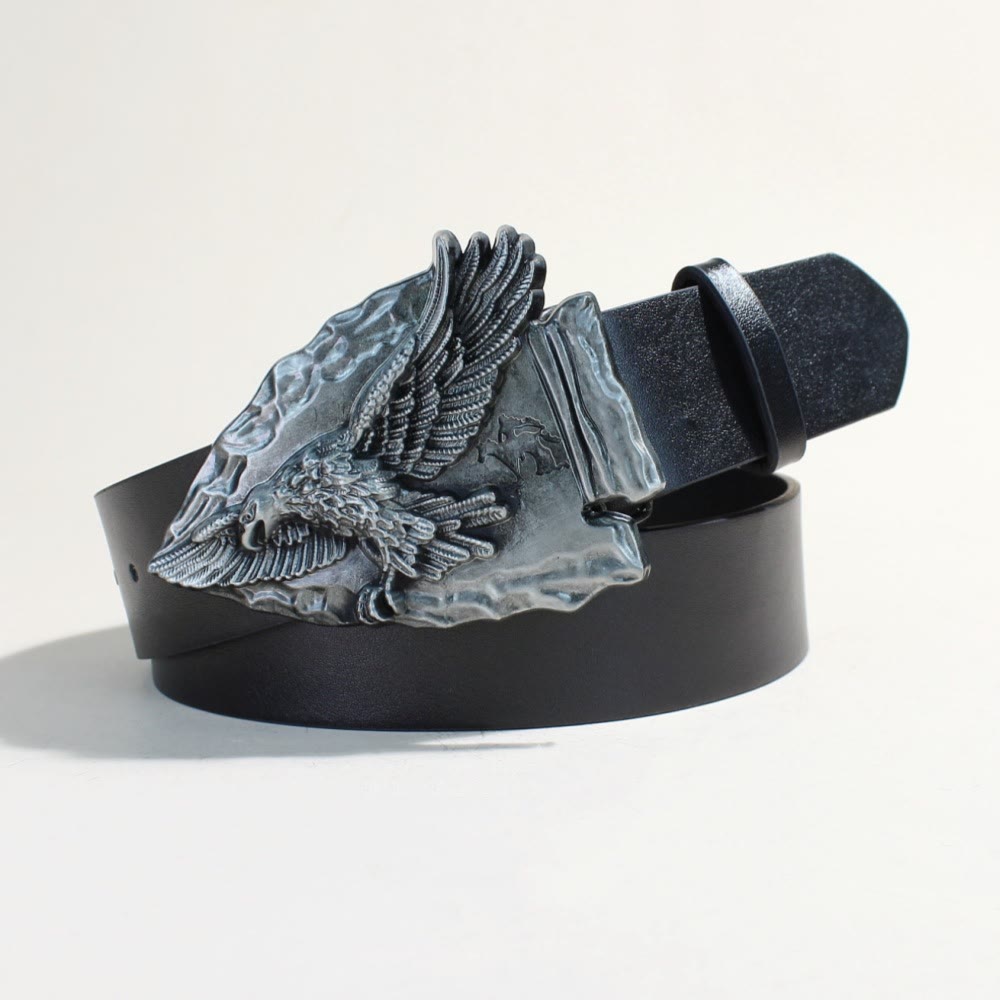 Ceinture noire rétro à boucle triangulaire aigle et rivets métalliques - Aigle triangulaire - Ceinture noire - 34 - image 4