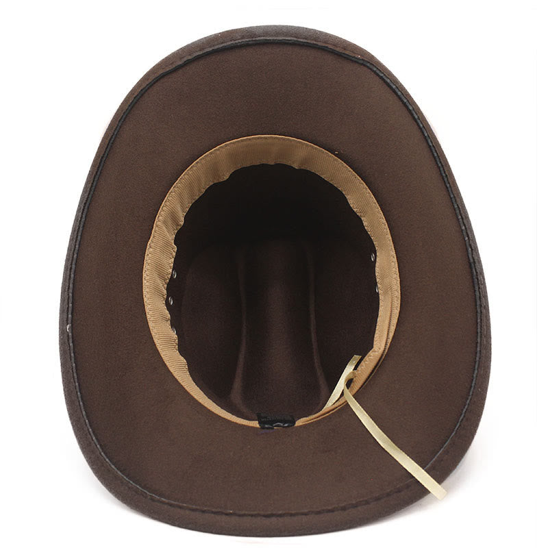 Chapeau de cowboy pour homme, à bord à motif argenté et ceinture. - image 2