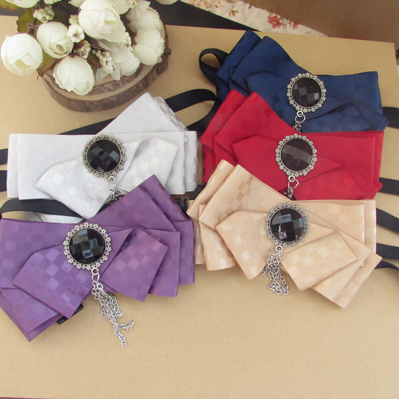 Ensemble de 2 nœuds papillon à carreaux et ruban - image 1