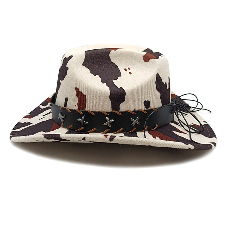 Chapeau de cowboy pour homme, motif vache et ceinture de taureau à longues cornes argentées - image 2