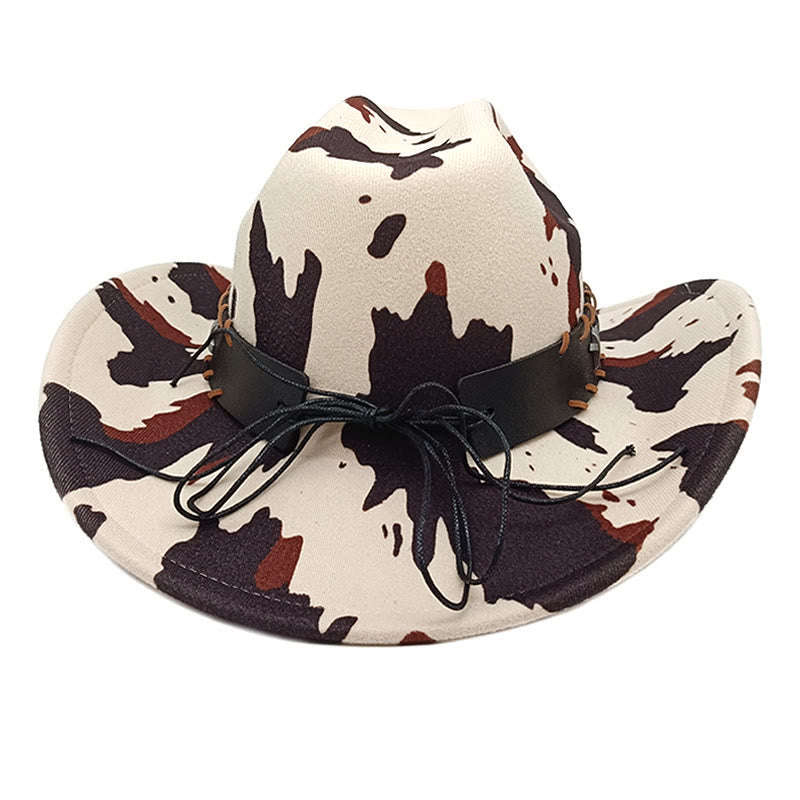 Chapeau de cowboy pour homme, motif vache et ceinture de taureau à longues cornes argentées - image 3
