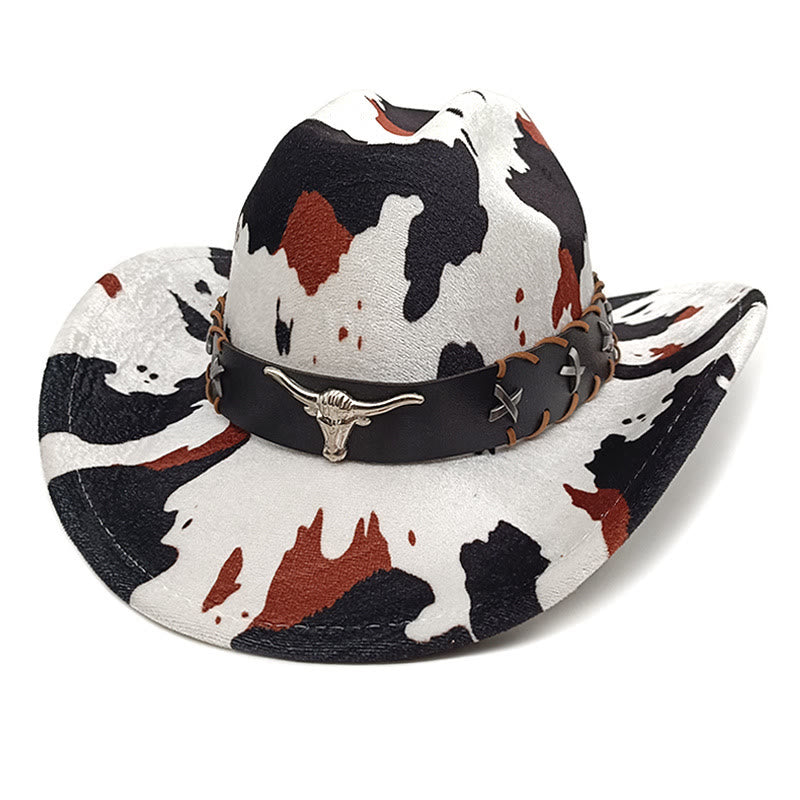 Chapeau de cowboy pour homme, motif vache et ceinture de taureau à longues cornes argentées - Style n° 2 - M (22"-22 7/8") - image 5