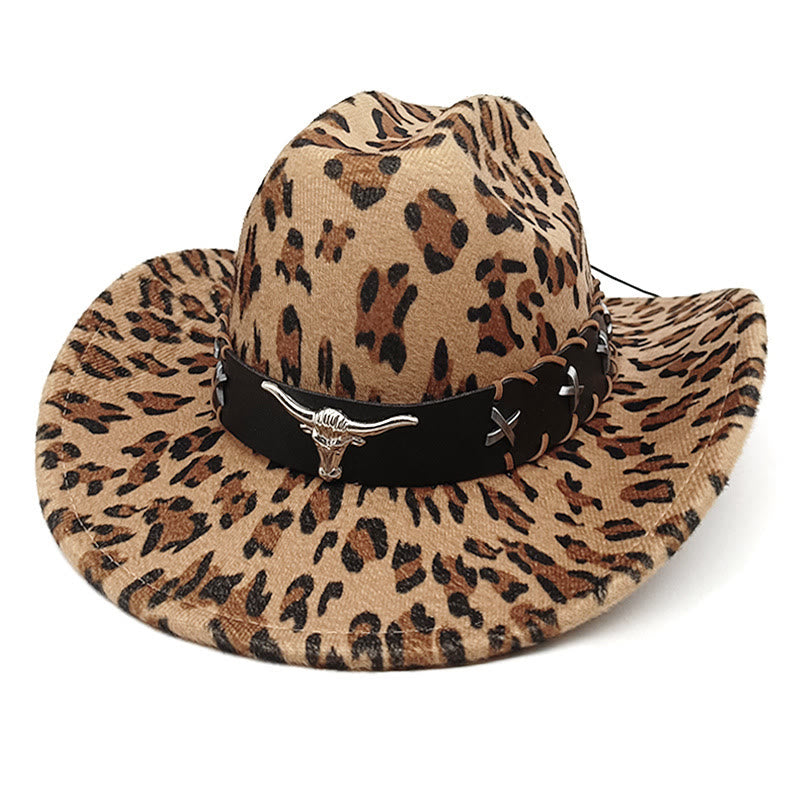 Chapeau de cowboy pour homme, motif vache et ceinture de taureau à longues cornes argentées - Style n° 3 - M (22"-22 7/8") - image 6